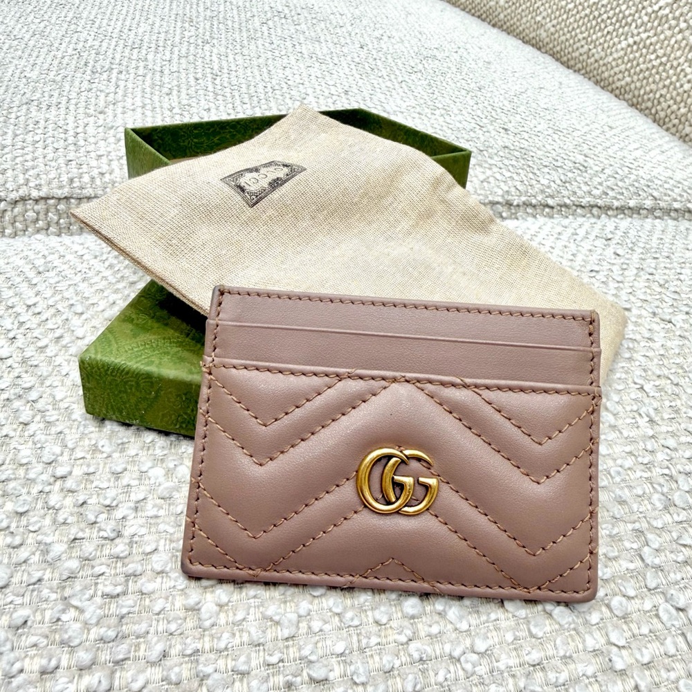 Gucci GG Marmont Card Case - Dusty Pink Leather